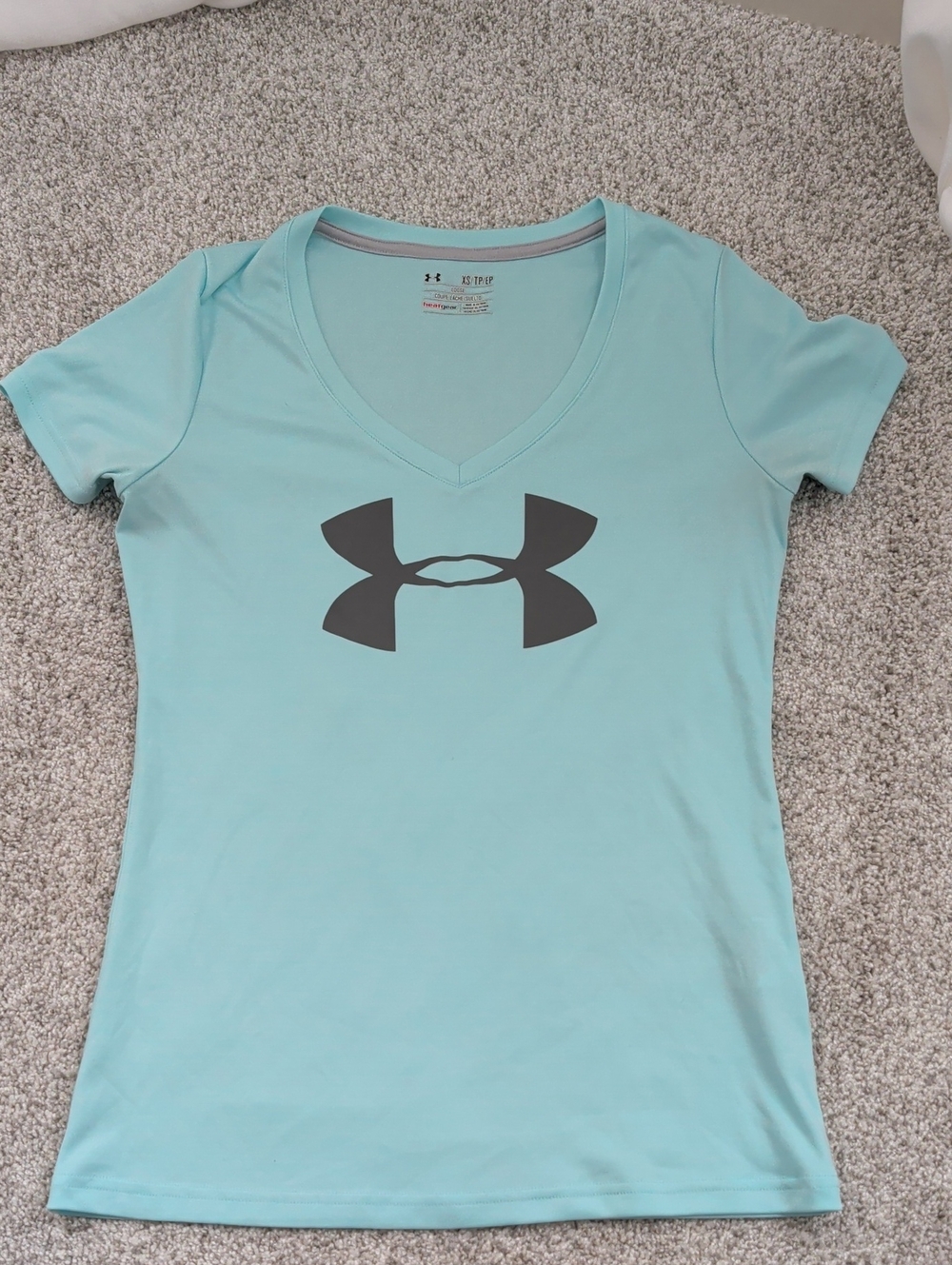 Under Armour Light Aqua V-Neck Short Sleeve Tee with Black Logo